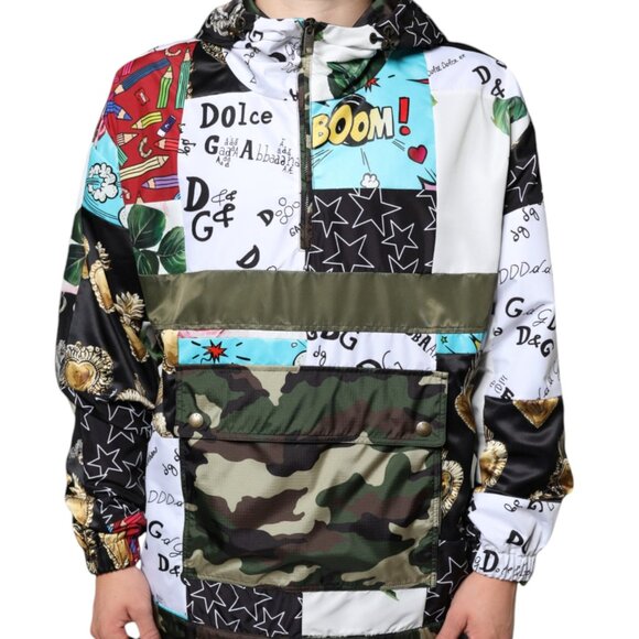 Dolce & Gabbana Multicolor Patchwork Cotton Hooded Jacket IT54 XL NEW NWT